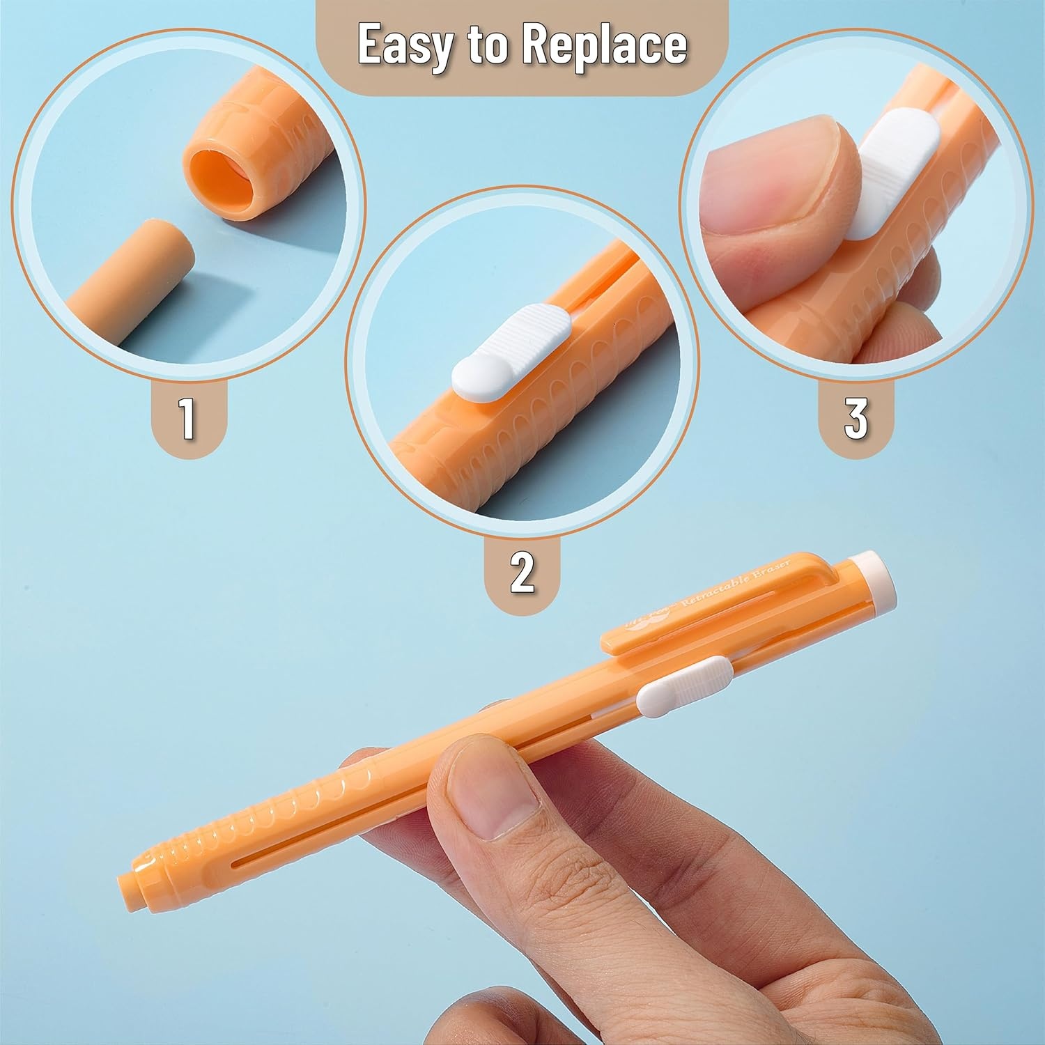 image:imageMr Pen Retractable Mechanical Eraser Pen 6 Pack Earthy Colors Erasers for Pencils Eraser for ArtistsPastel With Colored Erasers