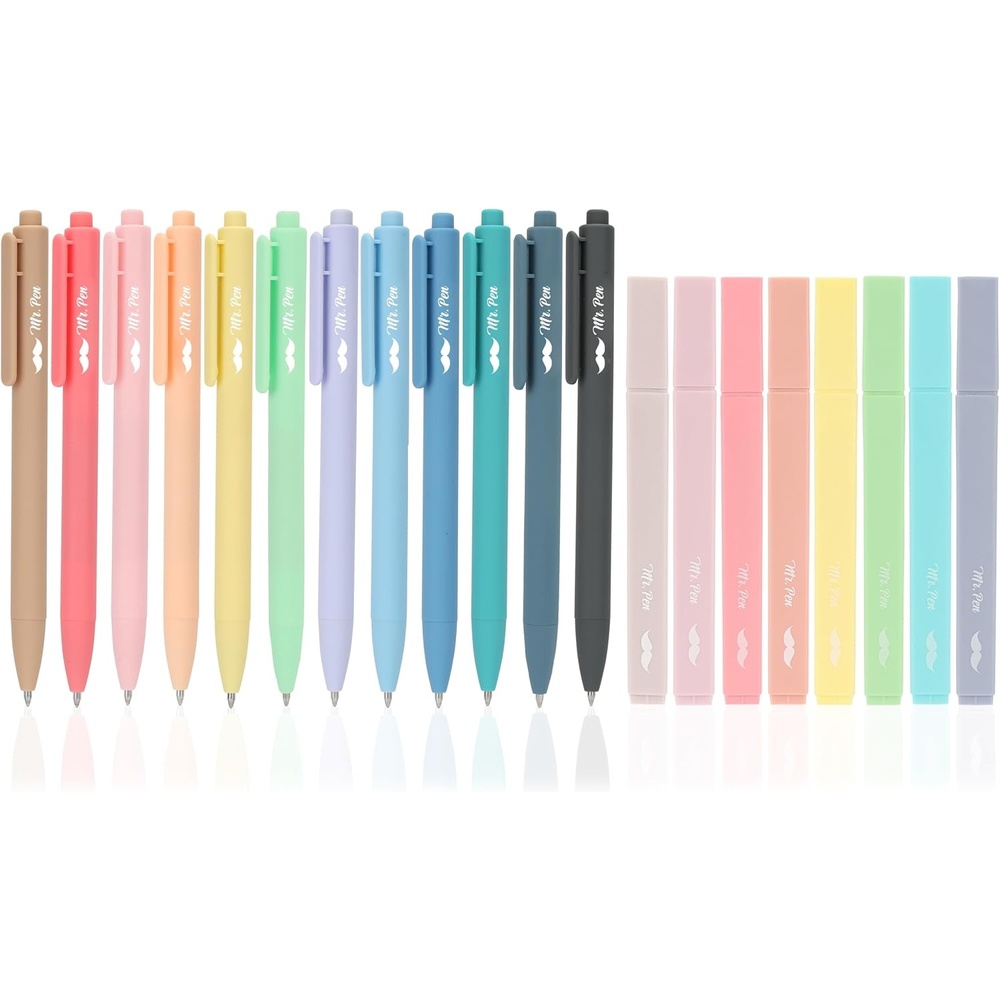 image:imageMr Pen Aesthetic Highlighters and Gel Pens 20 Pack  Assorted Colors Bible Highlighters No Bleed Colorful Ink Gel Pens Fast Dry and No Smear for Bible Journaling Planner