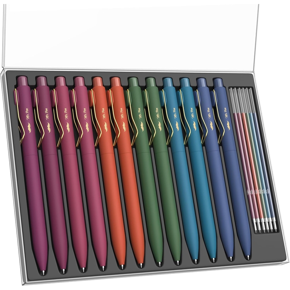 image:imageMr Pen Ballpoint Pens with Case 12 Pack Colorful Ink 12 Refills 07mm  Bible Journaling Pens Cute Ballpoint Pens Assorted Color Ink