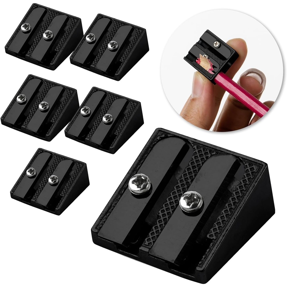 image:imageMr Pen Handheld Metal Pencil Sharpener 6 Pack  2Hole Dual Size Standard amp Jumbo Rose Gold Metal Manual Pencil Sharpeners for Graphite amp Colored Pencils School OfficeBlack