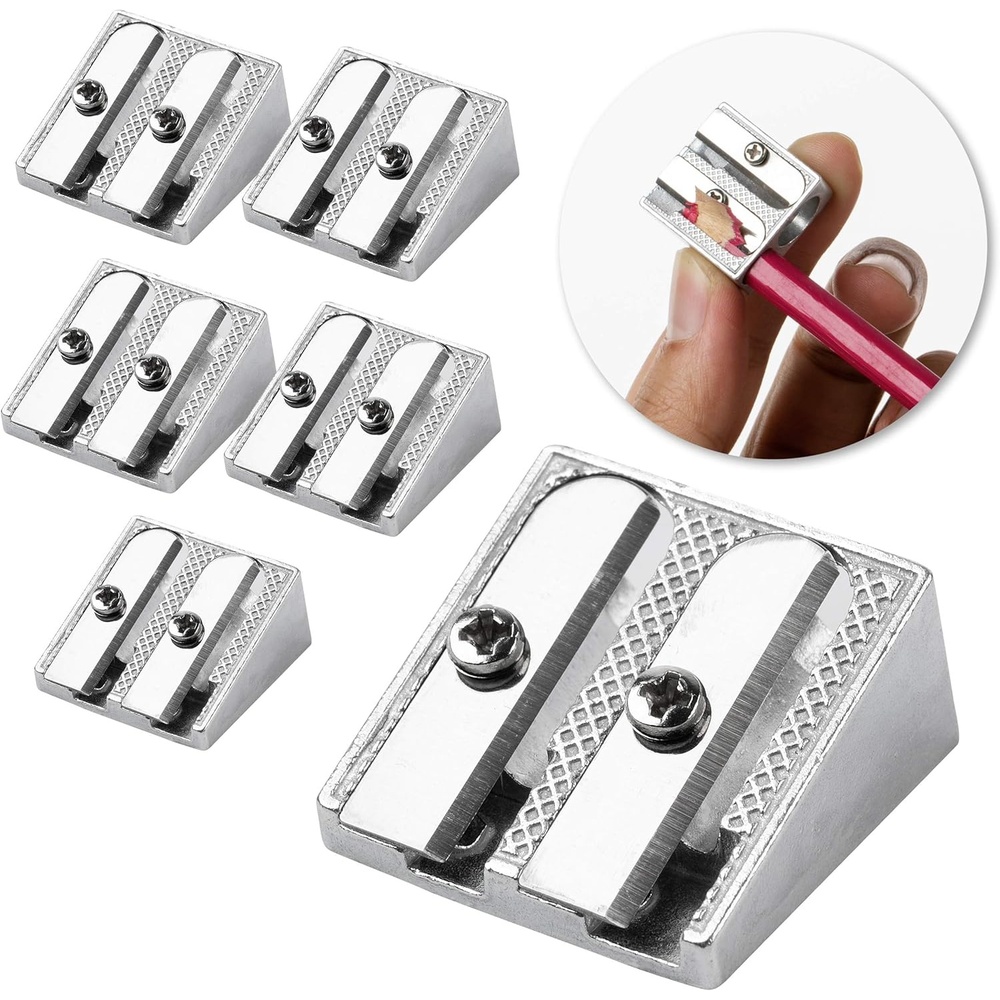 image:imageMr Pen Handheld Metal Pencil Sharpener 6 Pack  2Hole Dual Size Standard amp Jumbo Rose Gold Metal Manual Pencil Sharpeners for Graphite amp Colored Pencils School OfficeSteel