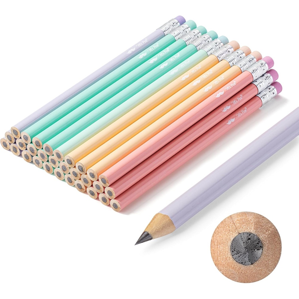 image:imageMr Pen Jumbo Pencils 30 Pack Colorful Barrels  Smooth Black 2 HB Graphite Cores Large Preschool Pencils Smooth Writing Lead for Kindergarten Kids and School SuppliesSoft Pastel Barrels