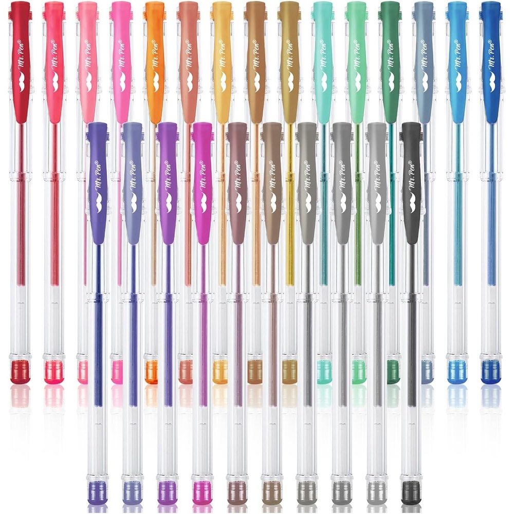 image:imageMr Pen Metallic Gel Pens 25 Pack Assorted Vibrant Colors  Metallic Gel Pens for Journaling Doodling Drawing Lettering amp Coloring Writes on Light amp Dark Paper1 Count Pack of 1
