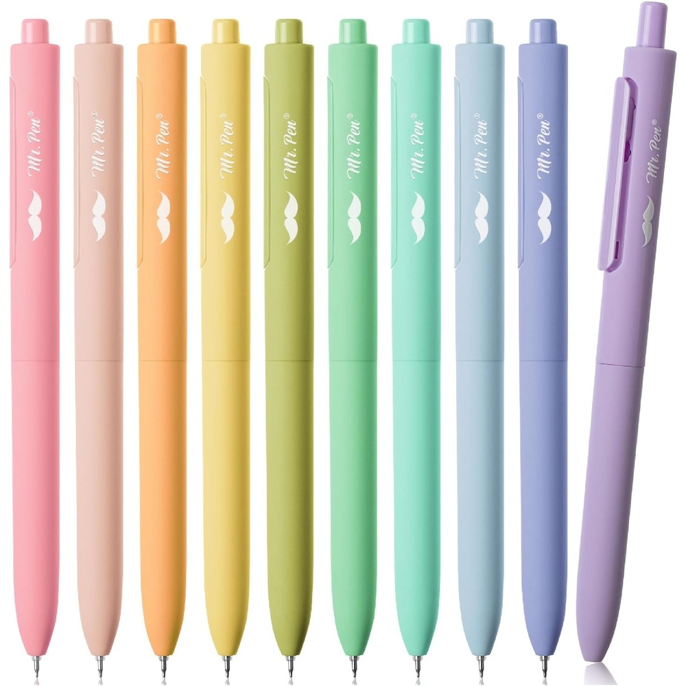 image:imageMr Pen Retractable Gel Pens 10 Pack Assorted Color Ink  Fine Point 05 mm Fast Dry Smooth Writing Cute Gel Ink Pens for Drawing Writing Planner and School Supplies1 Count Pack of 1