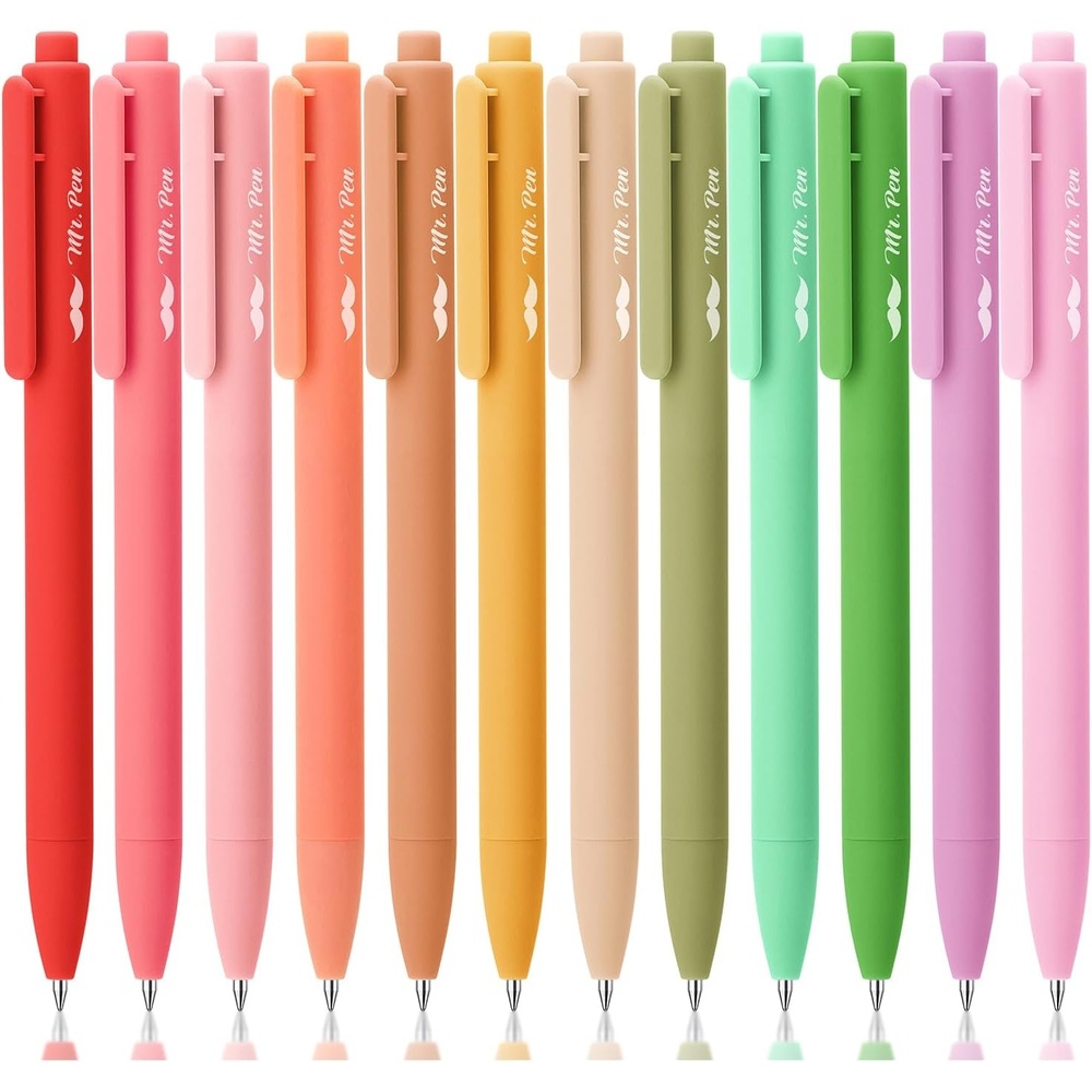 image:imageMr Pen Retractable Gel Pens 12 Pack Assorted Color Ink  Fine Point 05 mm Fast Dry Smooth Writing Cute Gel Ink Pens for Drawing Writing Planner and School Supplies