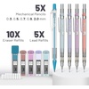 image:imageMr Pen Art Mechanical Pencil Set 5 Sizes 03 05 07 09 20mm  5 HB Lead Refills amp 10 Eraser Refills Precision Drawing Pencils for Sketching Writing amp ArtworkClear Barrel