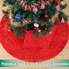 image:imageMr Pen Christmas Tree Skirt  48 Inch Knitted Xmas Tree SkirtSequin Red