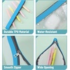 image:imageMr Pen Clear Pencil Pouch 850x425 3 Pack Durable TPU Material  Medium WaterResistant Pencil Bags with Smooth Zipper Multipurpose Clear Pouch for Stationery School OfficeBlue Shades