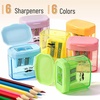 image:imageMr Pen Manual Pencil Sharpener 6 Pack Colorful Dual Holes  Compatible with Standard and Jumbo Pencils Snapon Lid Colored Handheld Pencil Sharpener for Artists ClassroomMulticolor