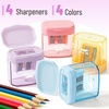 image:imageMr Pen Manual Pencil Sharpener 6 Pack Colorful Dual Holes  Compatible with Standard and Jumbo Pencils Snapon Lid Colored Handheld Pencil Sharpener for Artists ClassroomMulticolor
