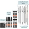 image:imageMr Pen Metal Mechanical Pencil Set with Lead Refills amp Erasers 6 Pack  5 Sizes 03 05 07 09 amp 2mm 8x Tubes Lead Refills amp 2x Erasers for School Supplies Note Taking Fathers Day Gift