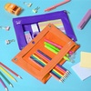 image:imageMr Pen Pencil Pouch for 3 Ring Binder 5 Pack 10x7 Smooth Zipper  Clear Window Large Capacity Pencil Case with 3 Reinforced Grommets for School Office Supplies StorageOrange and Dark Purple