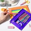 image:imageMr Pen Pencil Pouch for 3 Ring Binder 5 Pack 10x7 Smooth Zipper  Clear Window Large Capacity Pencil Case with 3 Reinforced Grommets for School Office Supplies StorageOrange and Dark Purple