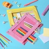 image:imageMr Pen Pencil Pouch for 3 Ring Binder 5 Pack 10x7 Smooth Zipper  Clear Window Large Capacity Pencil Case with 3 Reinforced Grommets for School Office Supplies StoragePink and Yellow