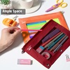 image:imageMr Pen Pencil Pouch for 3 Ring Binder 5 Pack 10x7 Smooth Zipper  Clear Window Large Capacity Pencil Case with 3 Reinforced Grommets for School Office Supplies StorageRed and Orange