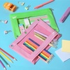 image:imageMr Pen Pencil Pouch for 3 Ring Binder 5 Pack 10x7 Smooth Zipper  Clear Window Large Capacity Pencil Case with 3 Reinforced Grommets for School Office Supplies StoragePink and Green
