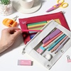 image:imageMr Pen Pencil Pouch for 3 Ring Binder 5 Pack 10x7 Smooth Zipper  Clear Window Large Capacity Pencil Case with 3 Reinforced Grommets for School Office Supplies StorageRed and Ivory