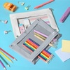 image:imageMr Pen Pencil Pouch for 3 Ring Binder 5 Pack 10x7 Smooth Zipper  Clear Window Large Capacity Pencil Case with 3 Reinforced Grommets for School Office Supplies StorageGrey and Beige