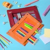 image:imageMr Pen Pencil Pouch for 3 Ring Binder 5 Pack 10x7 Smooth Zipper  Clear Window Large Capacity Pencil Case with 3 Reinforced Grommets for School Office Supplies StorageRed and Orange