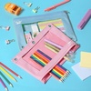 image:imageMr Pen Pencil Pouch for 3 Ring Binder 5 Pack 10x7 Smooth Zipper  Clear Window Large Capacity Pencil Case with 3 Reinforced Grommets for School Office Supplies StorageBlue and Pink