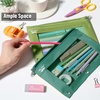 image:imageMr Pen Pencil Pouch for 3 Ring Binder 5 Pack 10x7 Smooth Zipper  Clear Window Large Capacity Pencil Case with 3 Reinforced Grommets for School Office Supplies StorageGreen Shades