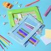 image:imageMr Pen Pencil Pouch for 3 Ring Binder 5 Pack 10x7 Smooth Zipper  Clear Window Large Capacity Pencil Case with 3 Reinforced Grommets for School Office Supplies StorageLight Blue and Light Green