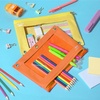 image:imageMr Pen Pencil Pouch for 3 Ring Binder 5 Pack 10x7 Smooth Zipper  Clear Window Large Capacity Pencil Case with 3 Reinforced Grommets for School Office Supplies StorageYellow and Orange