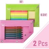 image:imageMr Pen Pencil Pouch for 3 Ring Binder 5 Pack 10x7 Smooth Zipper  Clear Window Large Capacity Pencil Case with 3 Reinforced Grommets for School Office Supplies StoragePink and Green