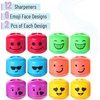 image:imageMr Pen Pencil Sharpeners Manual 12 Pack Dual Hole Smiley  Bulk Handheld Pencil Sharpener Compatible with Standard and Jumbo Pencils Snapon Lid Stainless Steel Blade12 Pack