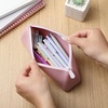 image:imageMr Pen Silicone Pencil Case Pouch Dusty Pink  Aesthetic Triangular Design Multipurpose Aesthetic Pencil Case Small Silicone Makeup BagDusty Pink