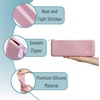 image:imageMr Pen Silicone Pencil Case Pouch Dusty Pink  Aesthetic Triangular Design Multipurpose Aesthetic Pencil Case Small Silicone Makeup BagDusty Pink