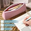 image:imageMr Pen Silicone Pencil Case Pouch Dusty Pink  Aesthetic Triangular Design Multipurpose Aesthetic Pencil Case Small Silicone Makeup BagDusty Pink
