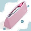 image:imageMr Pen Silicone Pencil Case Pouch Dusty Pink  Aesthetic Triangular Design Multipurpose Aesthetic Pencil Case Small Silicone Makeup BagDusty Pink