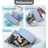 image:imageMr Pen Silicone Pencil Case Pouch Dusty Pink  Aesthetic Triangular Design Multipurpose Aesthetic Pencil Case Small Silicone Makeup BagMuted Blue