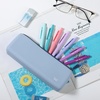 image:imageMr Pen Silicone Pencil Case Pouch Dusty Pink  Aesthetic Triangular Design Multipurpose Aesthetic Pencil Case Small Silicone Makeup BagMuted Blue