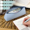 image:imageMr Pen Silicone Pencil Case Pouch Dusty Pink  Aesthetic Triangular Design Multipurpose Aesthetic Pencil Case Small Silicone Makeup BagMuted Blue