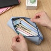 image:imageMr Pen Silicone Pencil Case Pouch Dusty Pink  Aesthetic Triangular Design Multipurpose Aesthetic Pencil Case Small Silicone Makeup BagMuted Blue
