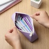 image:imageMr Pen Silicone Pencil Case Pouch Dusty Pink  Aesthetic Triangular Design Multipurpose Aesthetic Pencil Case Small Silicone Makeup BagPastel Lavender