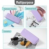 image:imageMr Pen Silicone Pencil Case Pouch Dusty Pink  Aesthetic Triangular Design Multipurpose Aesthetic Pencil Case Small Silicone Makeup BagPastel Lavender