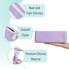 image:imageMr Pen Silicone Pencil Case Pouch Dusty Pink  Aesthetic Triangular Design Multipurpose Aesthetic Pencil Case Small Silicone Makeup BagPastel Lavender