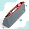 image:imageMr Pen Silicone Pencil Case Pouch Dusty Pink  Aesthetic Triangular Design Multipurpose Aesthetic Pencil Case Small Silicone Makeup BagSlate Blue