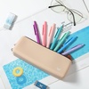 image:imageMr Pen Silicone Pencil Case Pouch Dusty Pink  Aesthetic Triangular Design Multipurpose Aesthetic Pencil Case Small Silicone Makeup BagWarm Beige