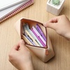 image:imageMr Pen Silicone Pencil Case Pouch Dusty Pink  Aesthetic Triangular Design Multipurpose Aesthetic Pencil Case Small Silicone Makeup BagWarm Beige