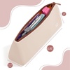 image:imageMr Pen Silicone Pencil Case Pouch Dusty Pink  Aesthetic Triangular Design Multipurpose Aesthetic Pencil Case Small Silicone Makeup BagWarm Beige