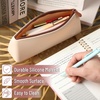 image:imageMr Pen Silicone Pencil Case Pouch Dusty Pink  Aesthetic Triangular Design Multipurpose Aesthetic Pencil Case Small Silicone Makeup BagWarm Beige