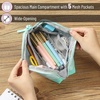 image:imageMr Pen WideOpening Pencil Case Triangle Design  Compact amp Spacious Pencil Cases with 5 Mesh Pockets Bag Pouch Box Organizer for Students School Supplies Aesthetic SupplyMint Green