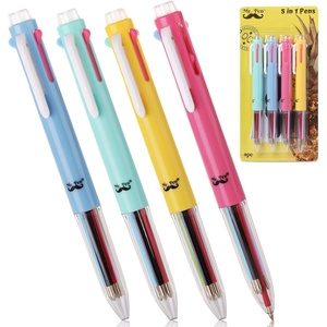 image:imageMr Pen  Multicolor Ballpoint Pens 4 Pack 5 Inks 07mm Fine Point Ideal for NoteTaking Doodling ColorCoding Reliable and Smooth Writing