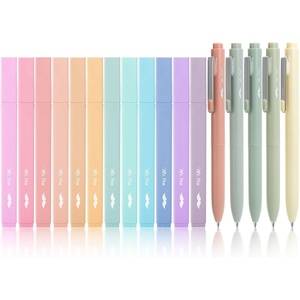 image:imageMr Pen Aesthetic Highlighters and Gel Pens 17 Pack  Pastel Colors Bible Highlighters No Bleed Fine Point 07mm Black Ink Gel Pens Fast Dry and No Smear for Bible Journaling