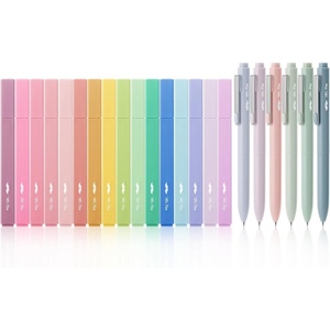 image:imageMr Pen Aesthetic Highlighters and Gel Pens 22 Pack  Assorted Colors Bible Highlighters No Bleed Fine Point 05mm Black Ink Gel Pens Fast Dry and No Smear for Bible Journaling