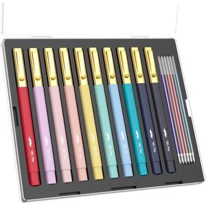 image:imageMr Pen Aesthetic Pens 10 Pack Colorful Ink with Case and 12 Refills  Fast Dry No Smear Bible Pens No Bleed Through 07mm Fine Point Pen Ballpoint Pens Ballpoint